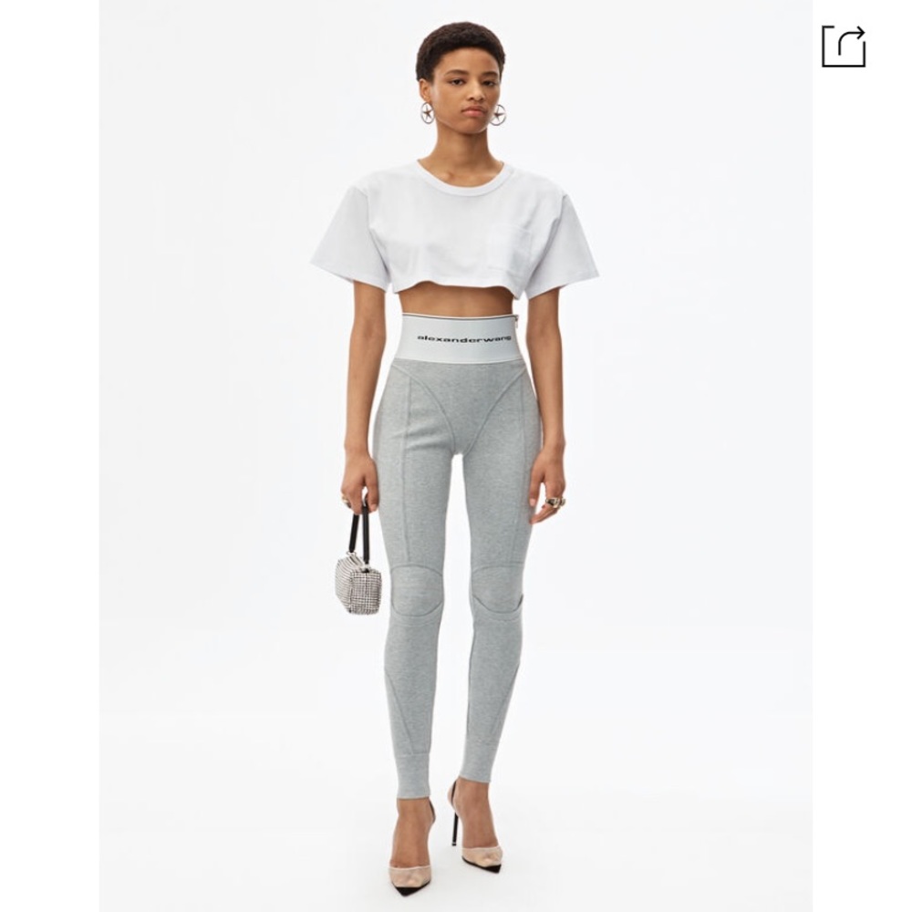 Alexander Wang Logo Elastic Leggings Gray size M - Picture 3 of 15